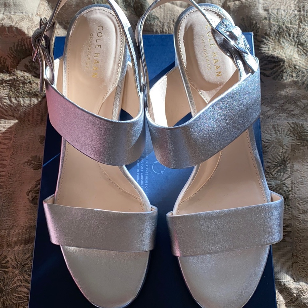 NWOT Cole Haan Silver Sandals Size 9.5